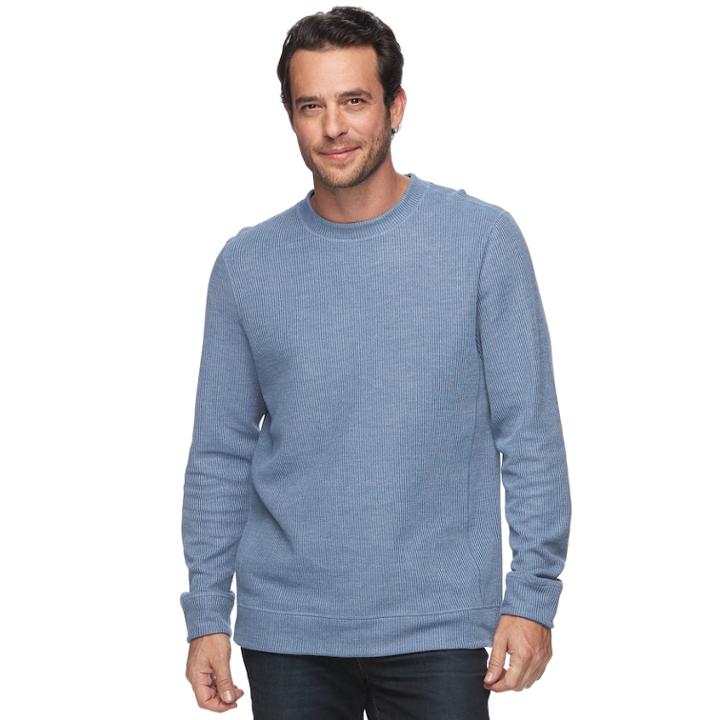 Men's Croft & Barrow&reg; Classic-fit Heavyweight Ribbed Crewneck Tee, Size: Xl, Med Blue