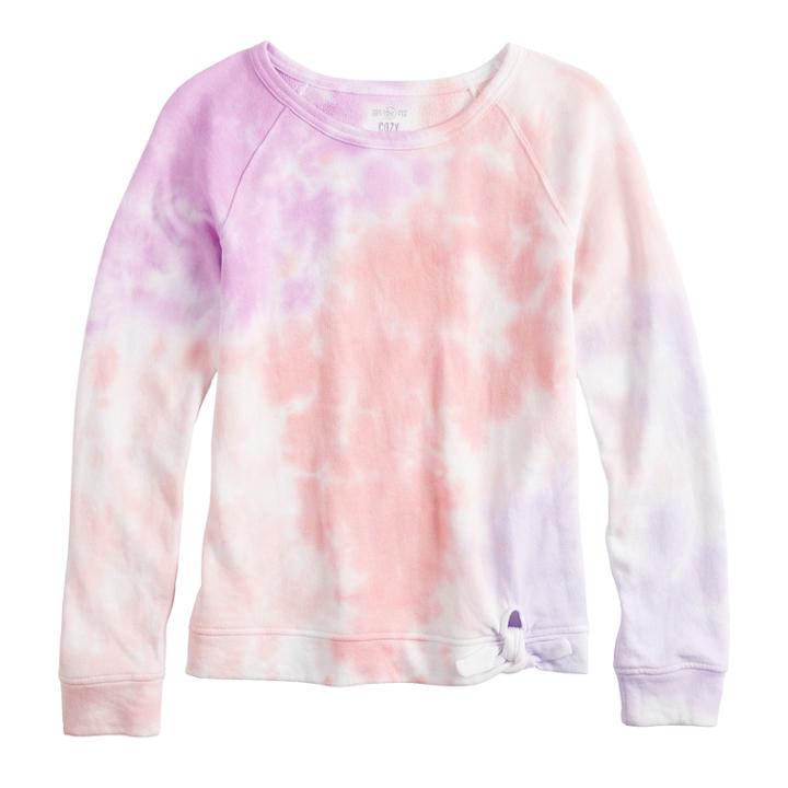 Girls 7-16 So&reg; Tie-dye French Terry Sweatshirt, Size: 14, White