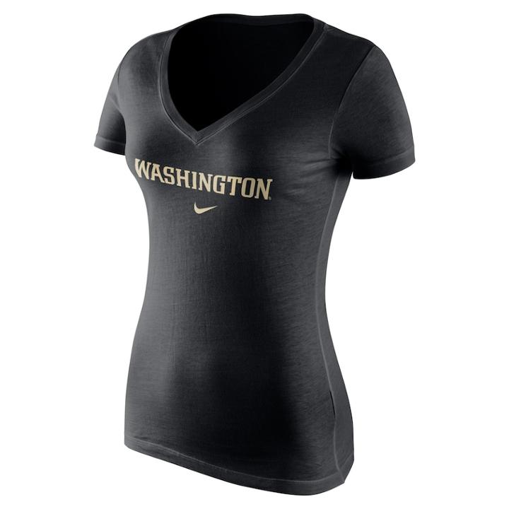 Women's Nike Washington Huskies Wordmark Tee, Size: Medium, Black