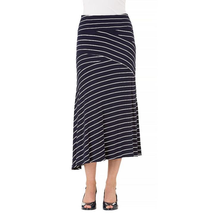 Women's Haggar Stripe Maxi Skirt, Size: Large, Dark Blue