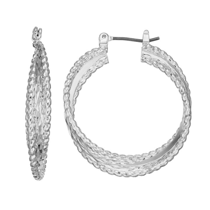 Napier Triple Twiasted Hoop Earrings, Women's, Silver