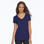 Juniors' So&reg; Short Sleeve V-neck Tee, Girl's, Size: Large, Blue