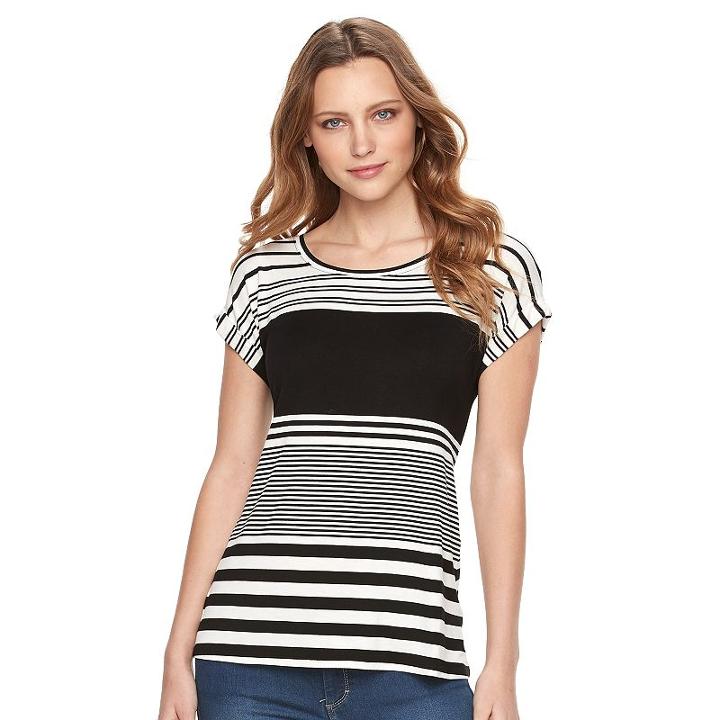 Women's Apt. 9&reg; Striped Dolman Tee, Size: Medium, White