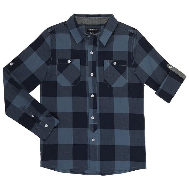 Boys 4-7 French Toast Plaid Roll-tab Button-down Shirt, Boy's, Size: 5, Blue (navy)