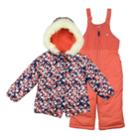 Girls 4-8 Oshkosh B'gosh&reg; Faux-fur Trim Hood & Heart Patterned Heavyweight Jacket & Bib Snow Pants Set, Size: 6x, Pink