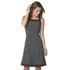 Petite Chaps A-line Polka-dot Dress, Women's, Size: M Petite, Black