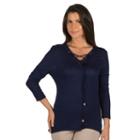 Women's Harve Benard Lace-up Jersey Tee, Size: Medium, Brt Blue