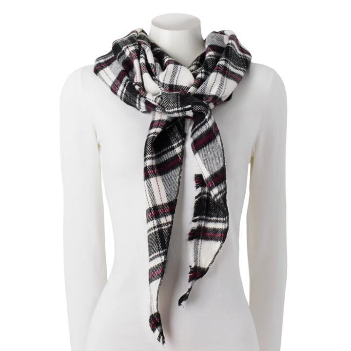 Chaps Plaid Diamond-shaped Wrap Scarf, Women's, Black