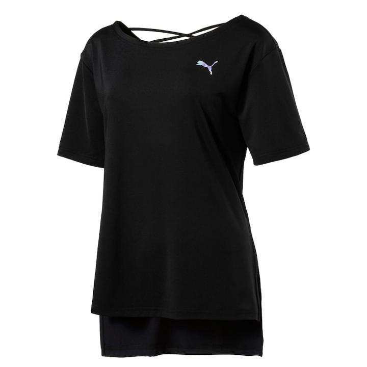 Women's Puma Transition Open Back Tee, Size: Small, Black