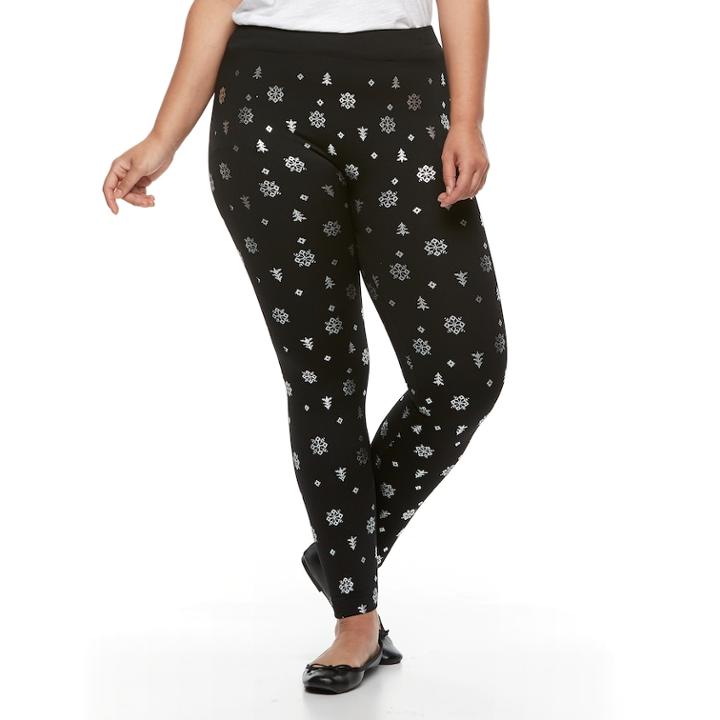 Plus Size French Laundry Foiled Snowflake Legging, Women's, Size: 0x-1x, Oxford