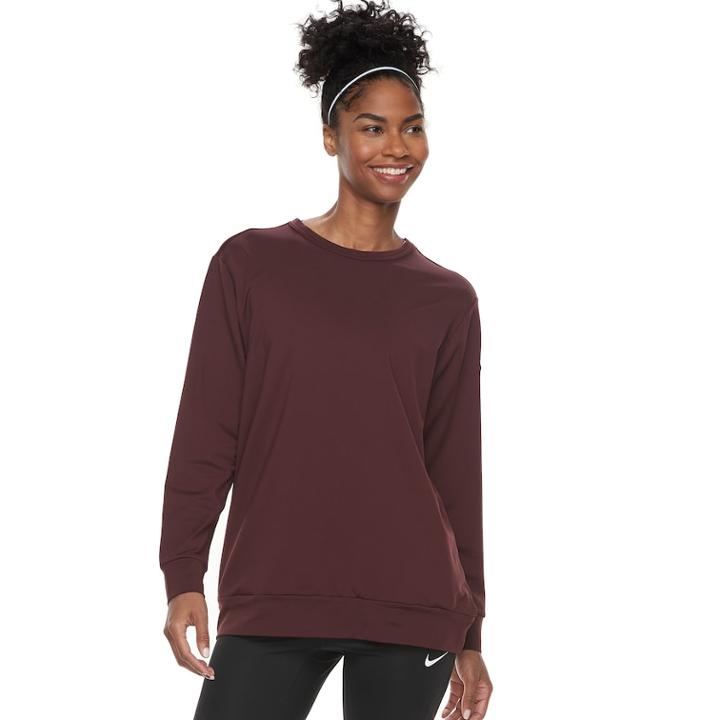 Women's Nike Dry Training Open Back Long Sleeve Top, Size: Medium, Dark Pink