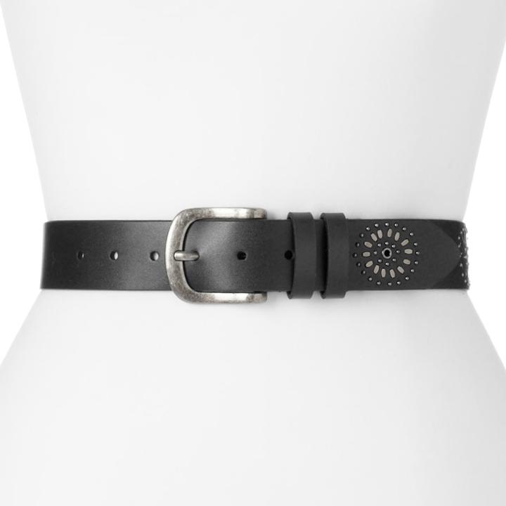 Women's Lee Floral Studded Belt, Size: Large, Black