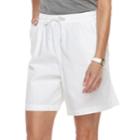 Women's Gloria Vanderbilt Lucy Sheeting Drawstring Shorts, Size: Small, White