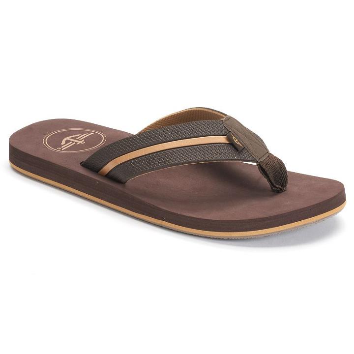Men's Dockers Contrast Flip-flops, Size: Xl, Brown Oth
