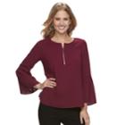 Women's Apt. 9&reg; Zipper Accent Georgette Top, Size: Xs, Dark Red