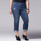 Plus Size Simply Vera Vera Wang Skinny Boyfriend Jeans, Women's, Size: 18 W, Med Blue