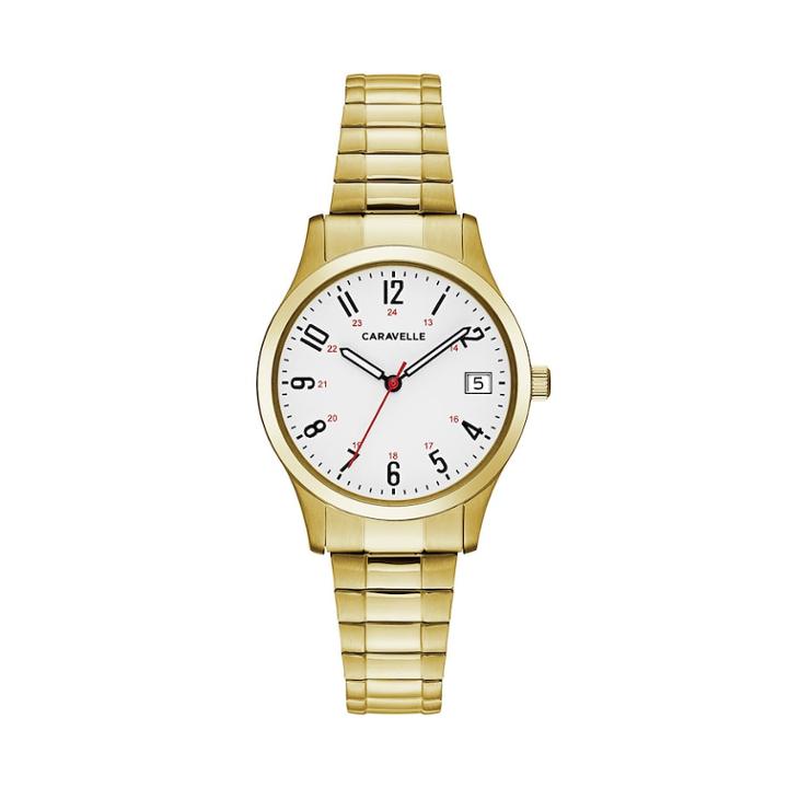 Caravelle Women's Easy Reader Stainless Steel Expansion Watch - 44m113, Size: Small, Yellow