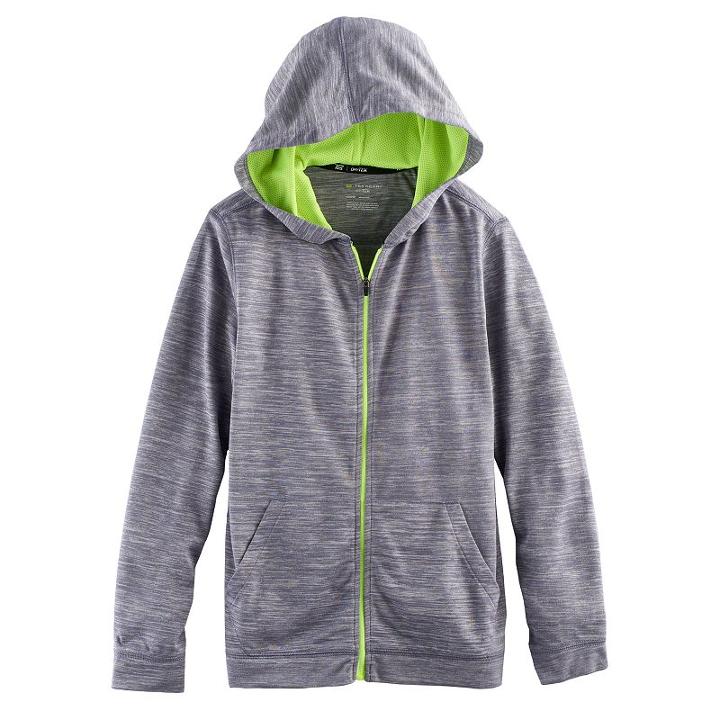 Boys 8-20 Tek Gear&reg; Jersey Space-dyed Hoodie, Size: S(8), Dark Grey