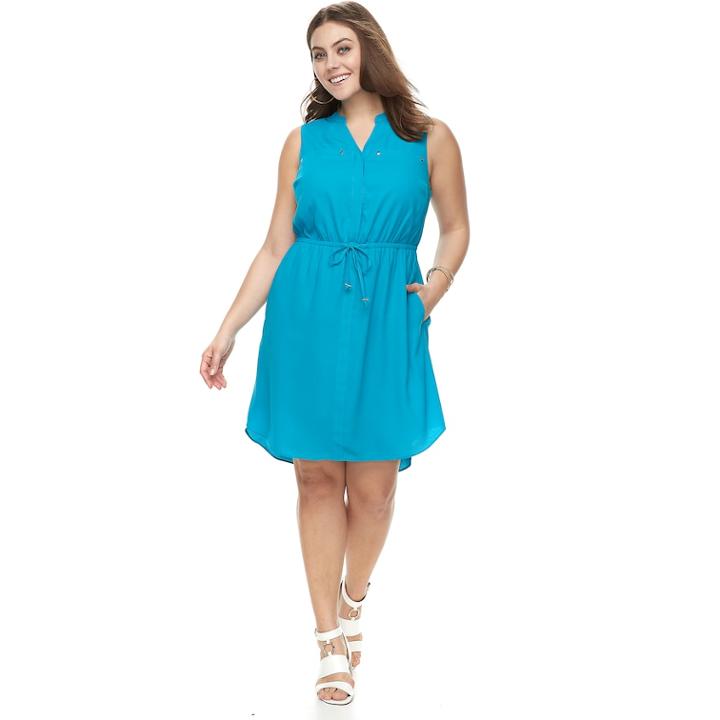 Plus Size Apt. 9&reg; Drawstring Shirtdress, Women's, Size: 3xl, Med Blue
