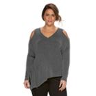 Plus Size Rock & Republic&reg; Cold-shoulder Ribbed Sweater, Women's, Size: 0x, Dark Blue