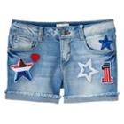 Girls 7-16 & Plus Size So&reg; Americana Light Wash Patched Jean Shorts, Girl's, Size: 10, Light Blue