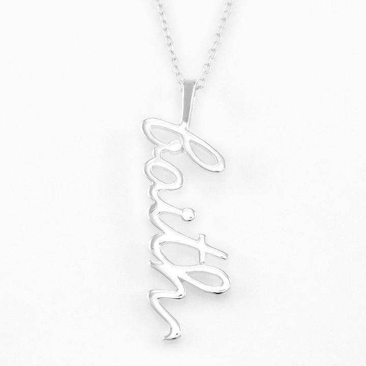 Sterling Silver Faith Pendant, Women's, Size: 18, Grey