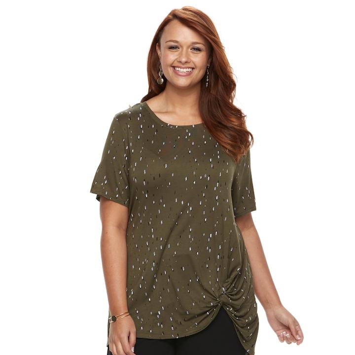 Plus Size Apt. 9&reg; Knot-front Tee, Women's, Size: 0x, Green