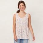 Women's Lc Lauren Conrad Print Lace-trim Tunic Tank, Size: Xs, Natural