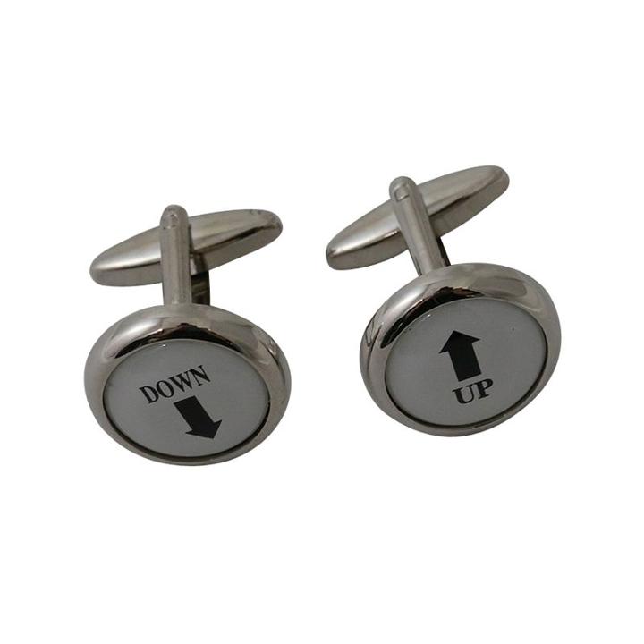 Rhodium-plated Up Down Cuff Links, Men's, White