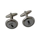 Rhodium-plated Up Down Cuff Links, Men's, White
