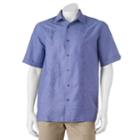 Men's Havanera Classic-fit Embroidered Leaf Linen-blend Button-down Shirt, Size: Xxl, Blue Other