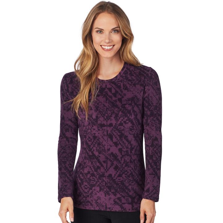 Women's Cuddl Duds Fleecewear Crewneck Top, Size: Medium, Drk Purple
