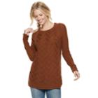 Women's Sonoma Goods For Life&trade; Lattice Cable-knit Crewneck Sweater, Size: Xl, Med Brown