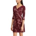 Women's Chaps Floral Faux-wrap Dress, Size: Xs, Red