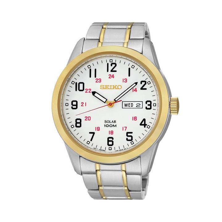 Seiko Men's Two Tone Stainless Steel Solar Watch - Sne370, Multicolor