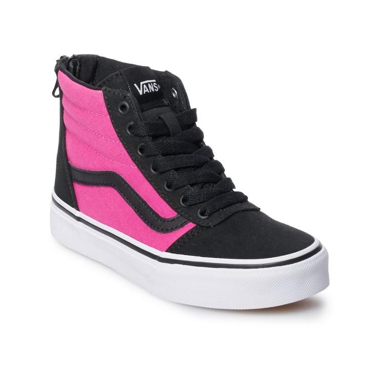 Vans Ward Hi Zip Girls Skate Shoes, Size: 3, Black