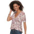 Juniors' American Rag Floral Wrap Top, Size: Small, Pink