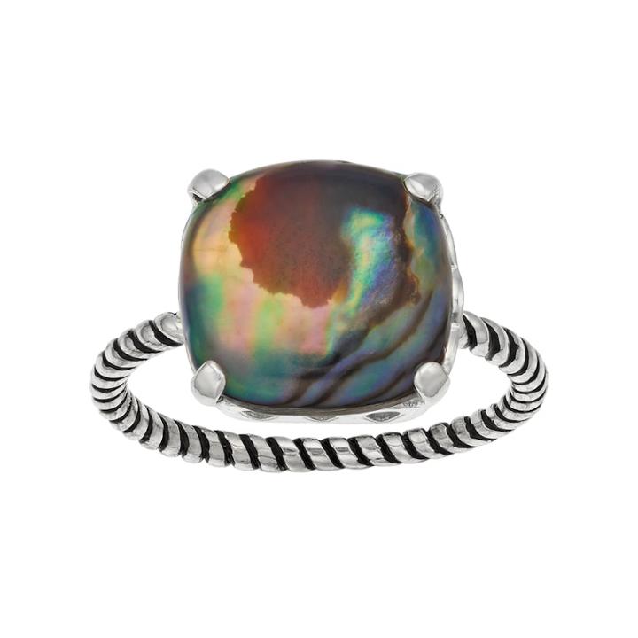Olive & Ivy Abalone Cushion Ring, Women's, Size: 8, Grey