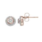 10k Rose Gold 1/5 Carat T.w. Diamond Halo Stud Earrings, Women's, White