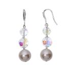 Crystal Avenue Silver-plated Crystal And Simulated Pearl Graduated Linear Drop Earrings - Made With Swarovski Crystals, Women's, Multicolor