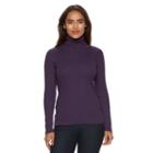 Women's Croft & Barrow&reg; Essential Ribbed Turtleneck Sweater, Size: Large, Drk Purple