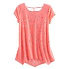 Girls 7-16 & Plus Size So&reg; Patterned Cageback Handkerchief Hem Legging Tee, Size: 14, Brt Orange