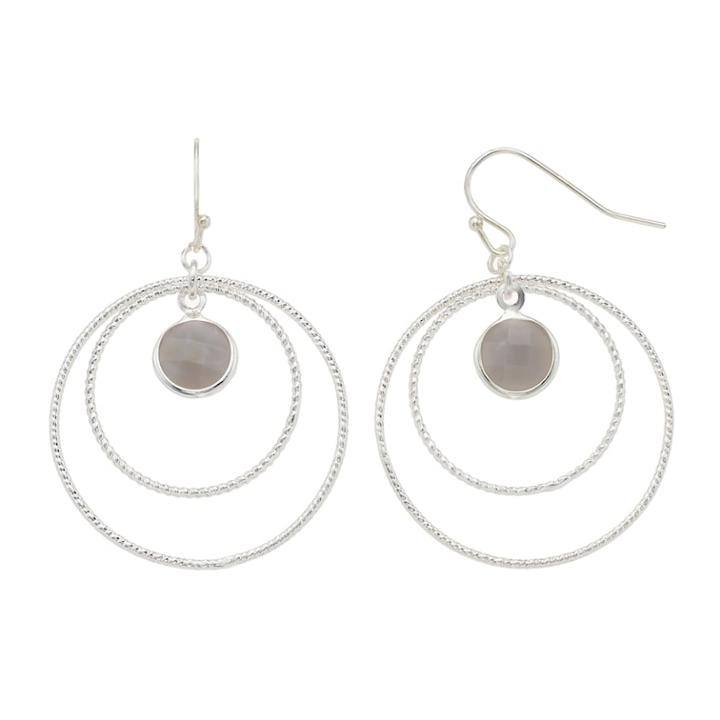 Lc Lauren Conrad Textured Nickel Free Double Hoop Drop Earrings, Women's, Silver