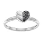 10k White Gold 1/8 Carat T.w. Black Diamond Heart Ring, Women's, Size: 6