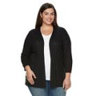 Plus Size Croft & Barrow&reg; Ribbed Drop-shoulder Cardigan, Women's, Size: 0x/1x, Black