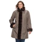 Plus Size Gallery Faux-fur Trim Jacket, Women's, Size: 2xl, Brown