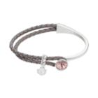Brilliance Cubic Zirconia Braided Gray Leather Bracelet With Swarovski Crystals, Women's, Med Pink