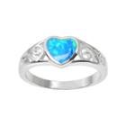 Journee Collection Simulated Opal Sterling Silver Heart Ring, Women's, Size: 9, Blue