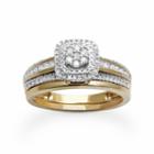 Diamond Square Halo Engagement Ring Set In 10k Gold (1/2 Ct. T.w.), Women's, Size: 8, White
