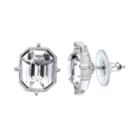 1928 Emerald-cut Crystal Stud Earrings, Women's, White